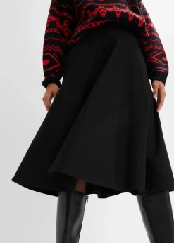 Midirock aus Viskose-Mix, kniebedeckend