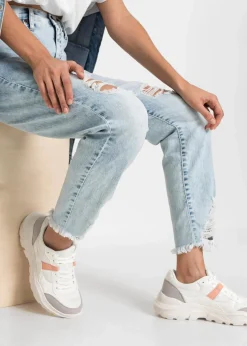 Mom-Jeans High Waist mit Destroy-Effekten