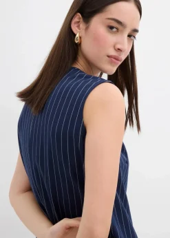 Nadelstreifen Minikleid aus Viskose-Mix