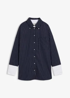 Nadelstreifenbluse aus Viskose-Mix