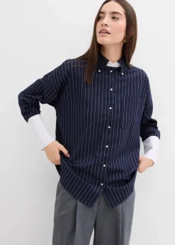 Nadelstreifenbluse aus Viskose-Mix