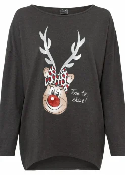 Off-Shoulder-Shirt mit Weihnachtsmotiv