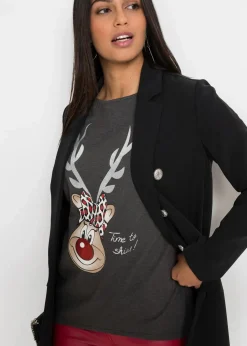 Off-Shoulder-Shirt mit Weihnachtsmotiv