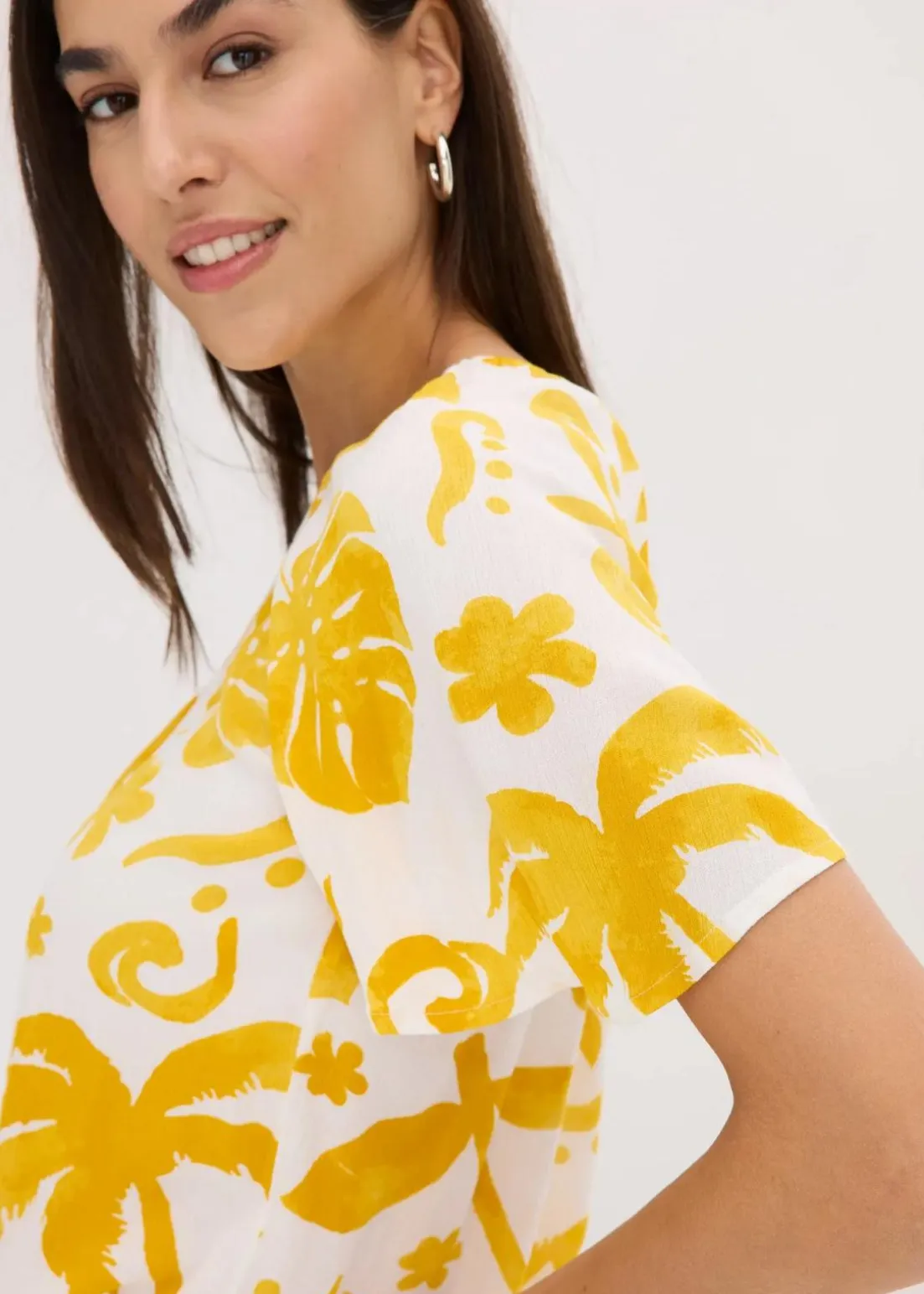 One-Shoulder-Bluse aus strukturierter Viskose