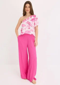 One-Shoulder-Bluse aus strukturierter Viskose