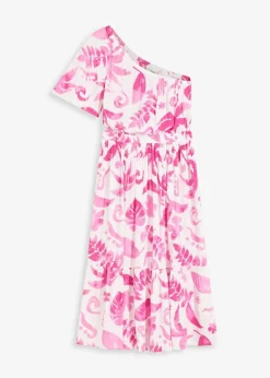 One-Shoulder-Kleid aus strukturierter Viskose