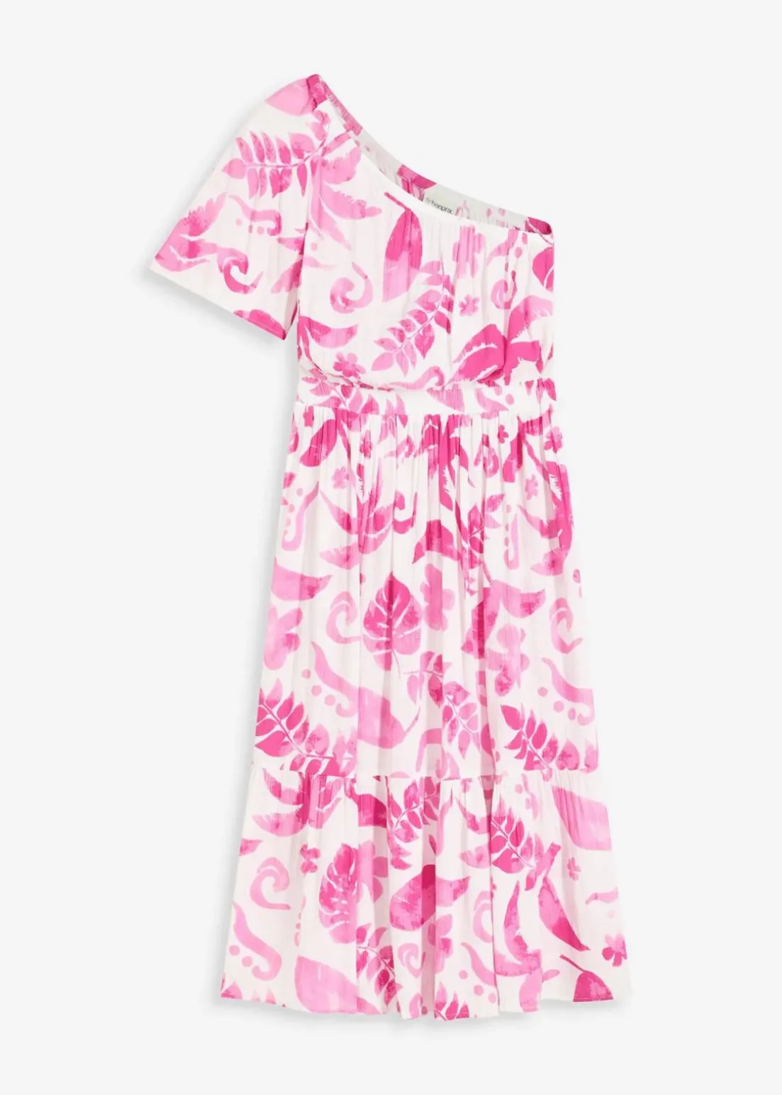 One-Shoulder-Kleid aus strukturierter Viskose