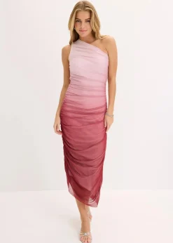 One-Shoulder-Kleid mit Mesheinsatz