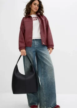 Oversize Lederimitat-Jacke