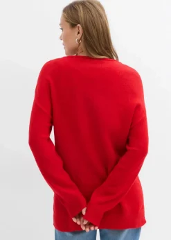 Oversize Longpullover mit Seitenschlitzen