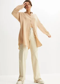 Oversize Musselin-Longbluse