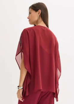 Oversize-Bluse mit Pailletten-Einsatz