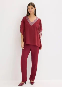 Oversize-Bluse mit Pailletten-Einsatz