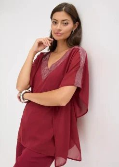 Oversize-Bluse mit Pailletten-Einsatz