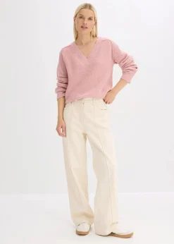 Oversize-Pullover mit V-Ausschnitt