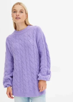 Oversize-Pullover mit Zopfmuster