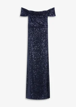 Paillettenkleid mit Carmen-Ausschnitt