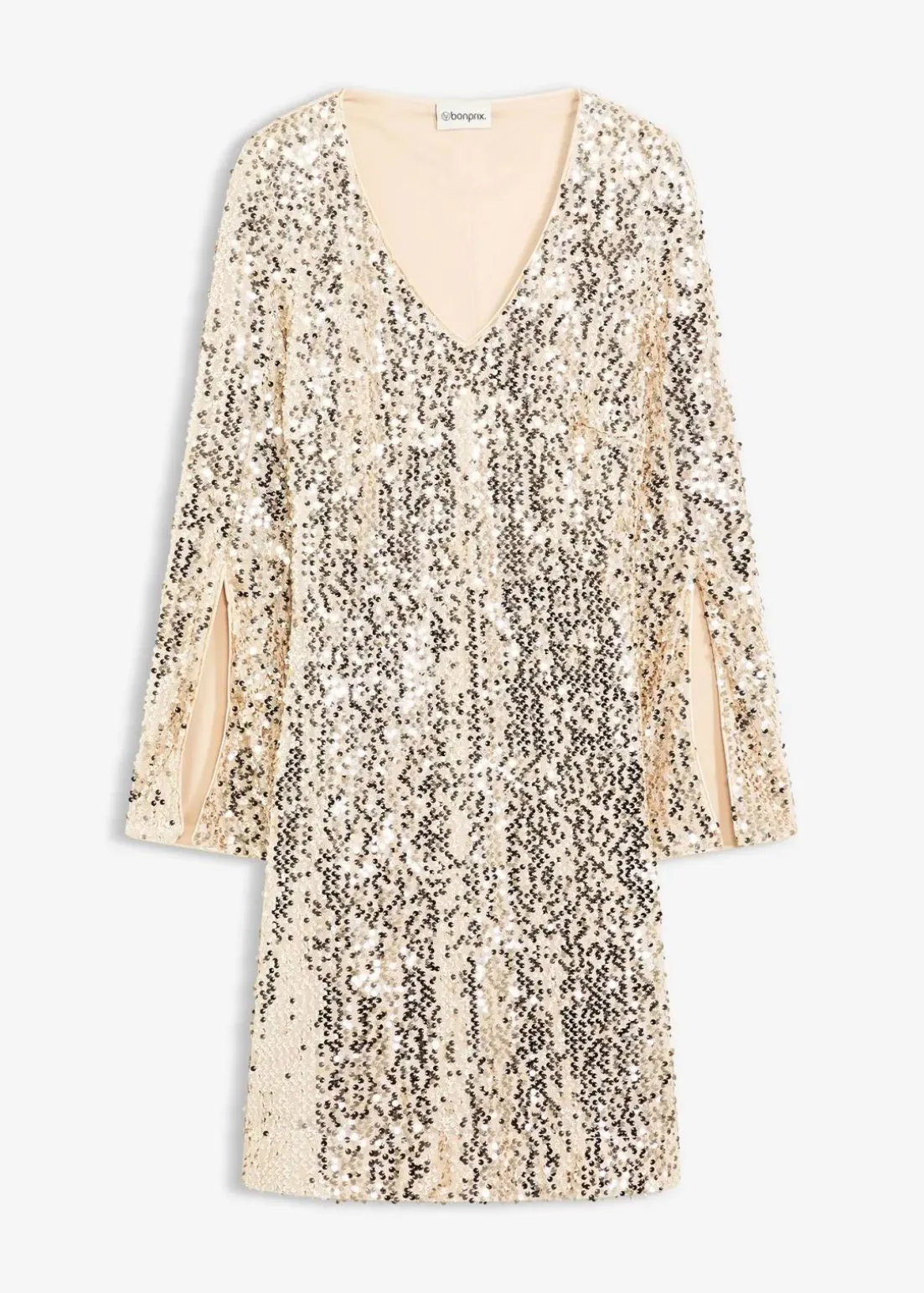 Paillettenkleid mit Trompeten-Ärmel