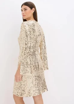 Paillettenkleid mit Trompeten-Ärmel