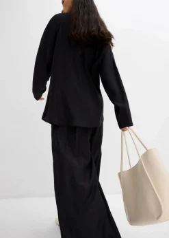 Palazzo-Hose aus strukturiertem Crinkle-Viskose-Mix