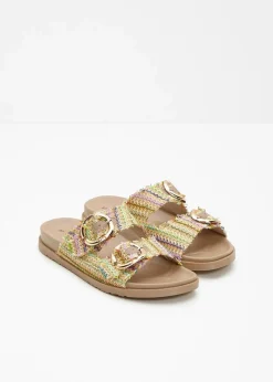 Pantoletten in Bast-Optik