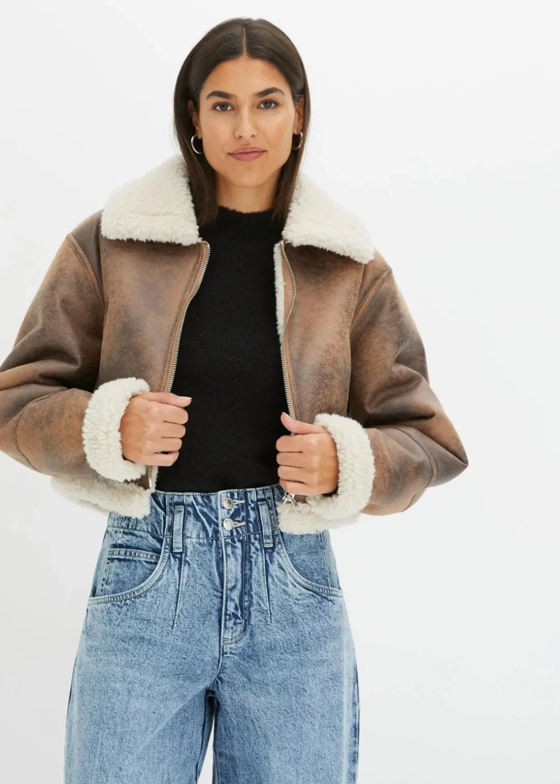 Pilotenjacke aus Lammfellimitat