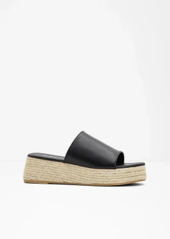 Plateau-Pantoletten in Bast-Optik