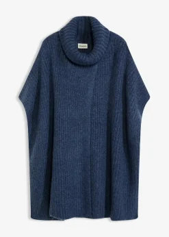Poncho-Pullover mit Wollanteil