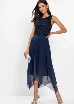 Premium Chiffonkleid mit Spitze