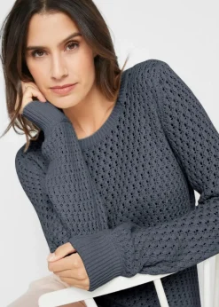 Pullover mit Strukturstrick aus Baumwollmix