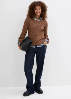 Pullover mit Strukturstrick aus Baumwollmix