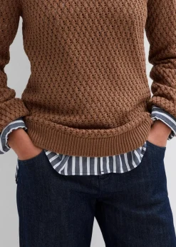 Pullover mit Strukturstrick aus Baumwollmix