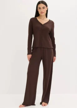 Pyjama aus Rippe mit Knopfleiste