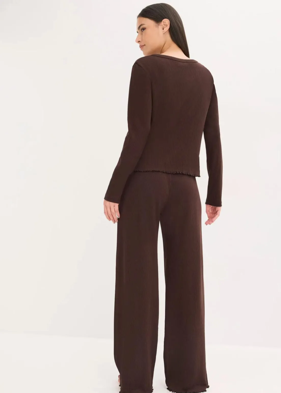 Pyjama aus Rippe mit Knopfleiste