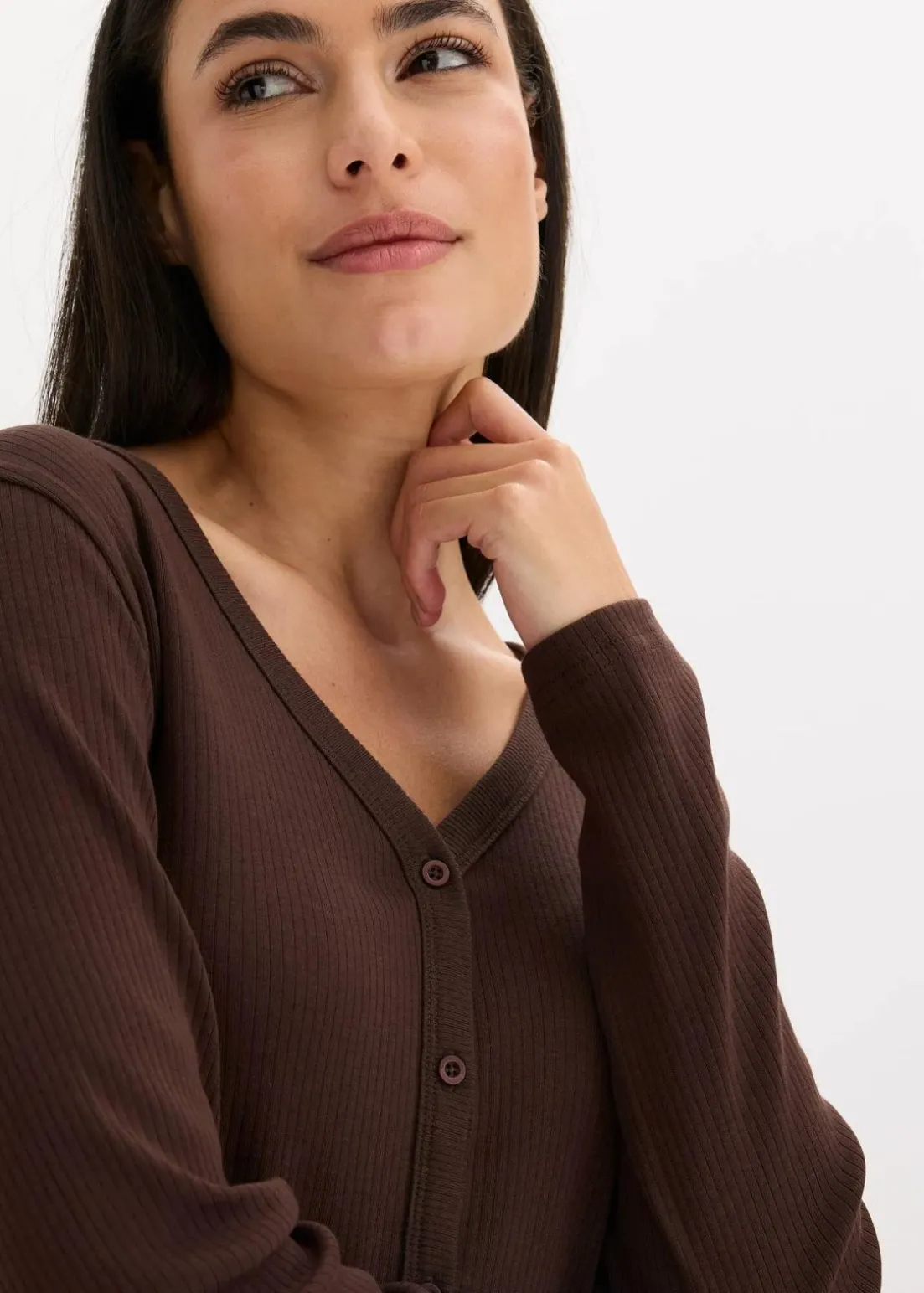 Pyjama aus Rippe mit Knopfleiste