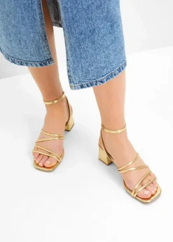 Riemchensandaletten in Metallic-Optik