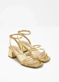 Riemchensandaletten in Metallic-Optik