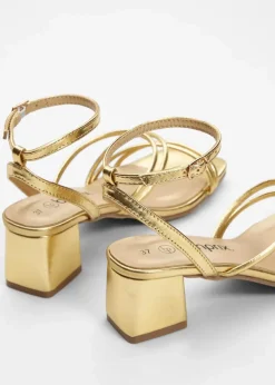 Riemchensandaletten in Metallic-Optik