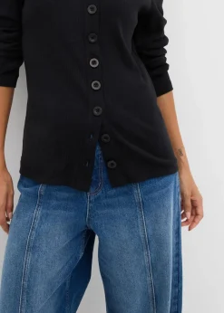 Ripp-Langarmshirt aus reiner Baumwolle