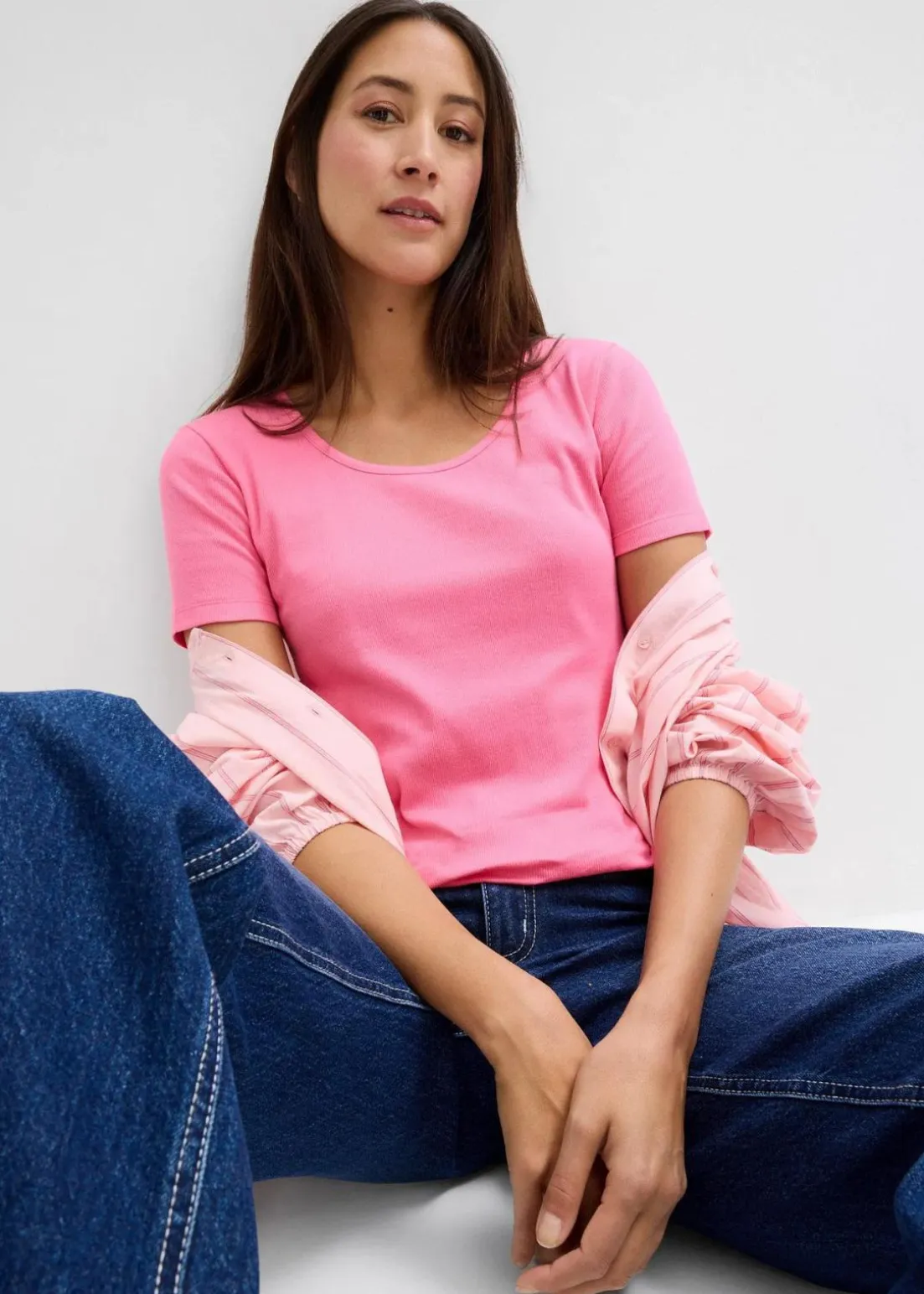 Rippshirt mit reiner Bio-Baumwolle (2er Pack)