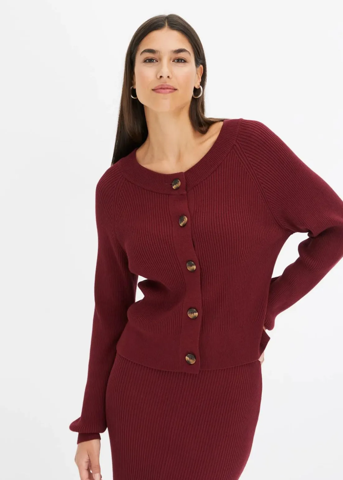 Ripp-Strickjacke in Viskose-Mix