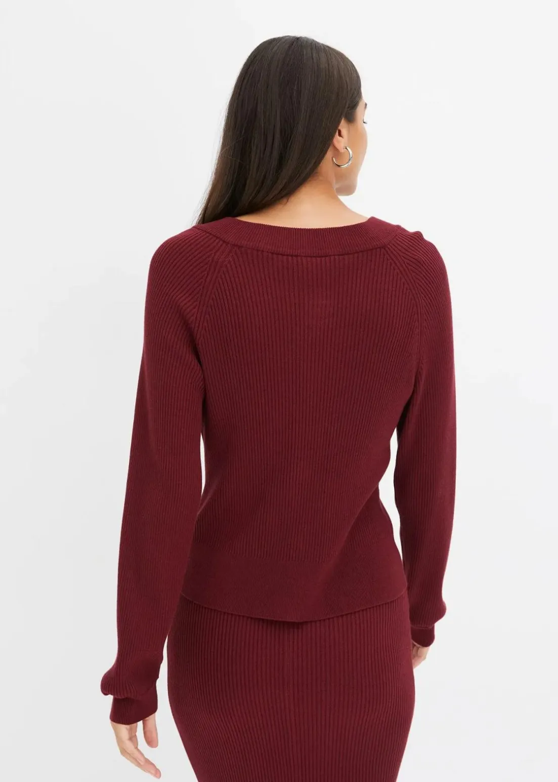 Ripp-Strickjacke in Viskose-Mix