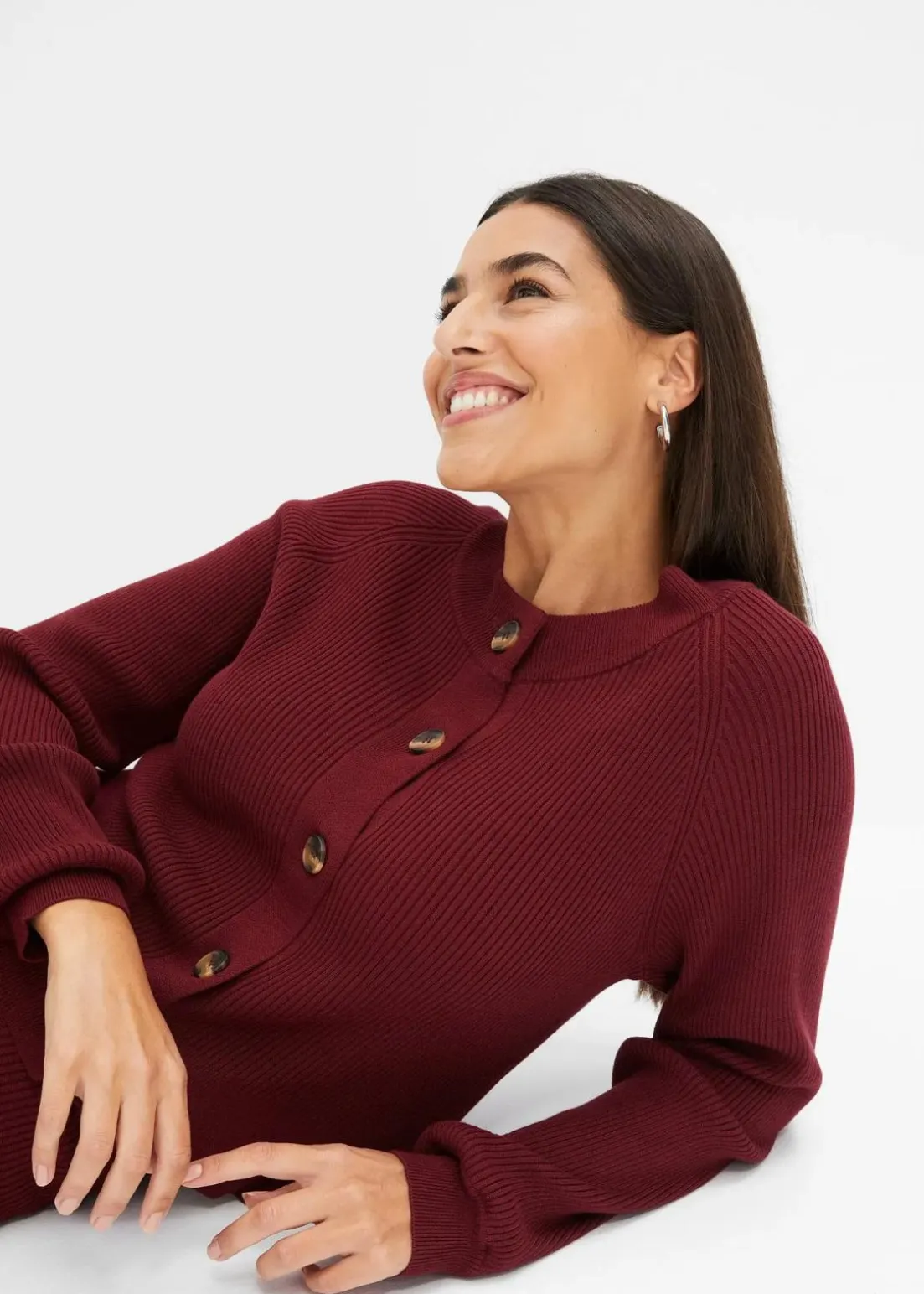 Ripp-Strickjacke in Viskose-Mix