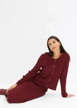 Ripp-Strickjacke in Viskose-Mix