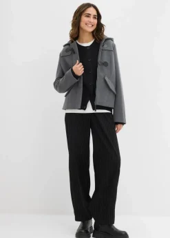 Rippstrickjacke, Rundhals