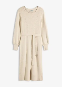 Ripp-Strickkleid aus fließendem Viskose-Mix