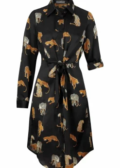 Satin Hemdblusenkleid