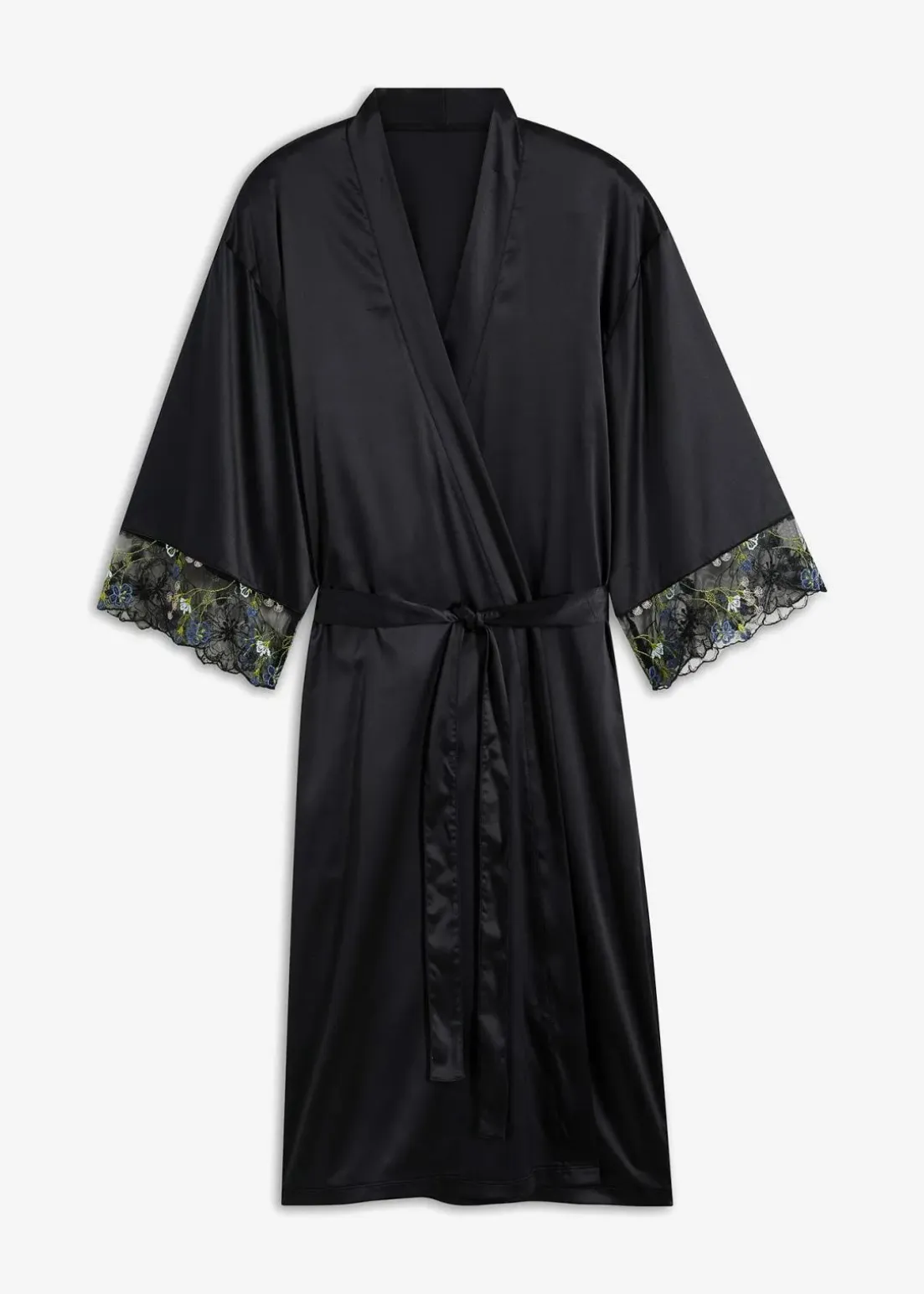 Satin Kimono mit Stickerei