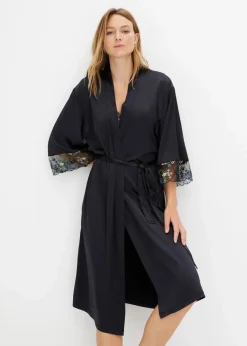 Satin Kimono mit Stickerei