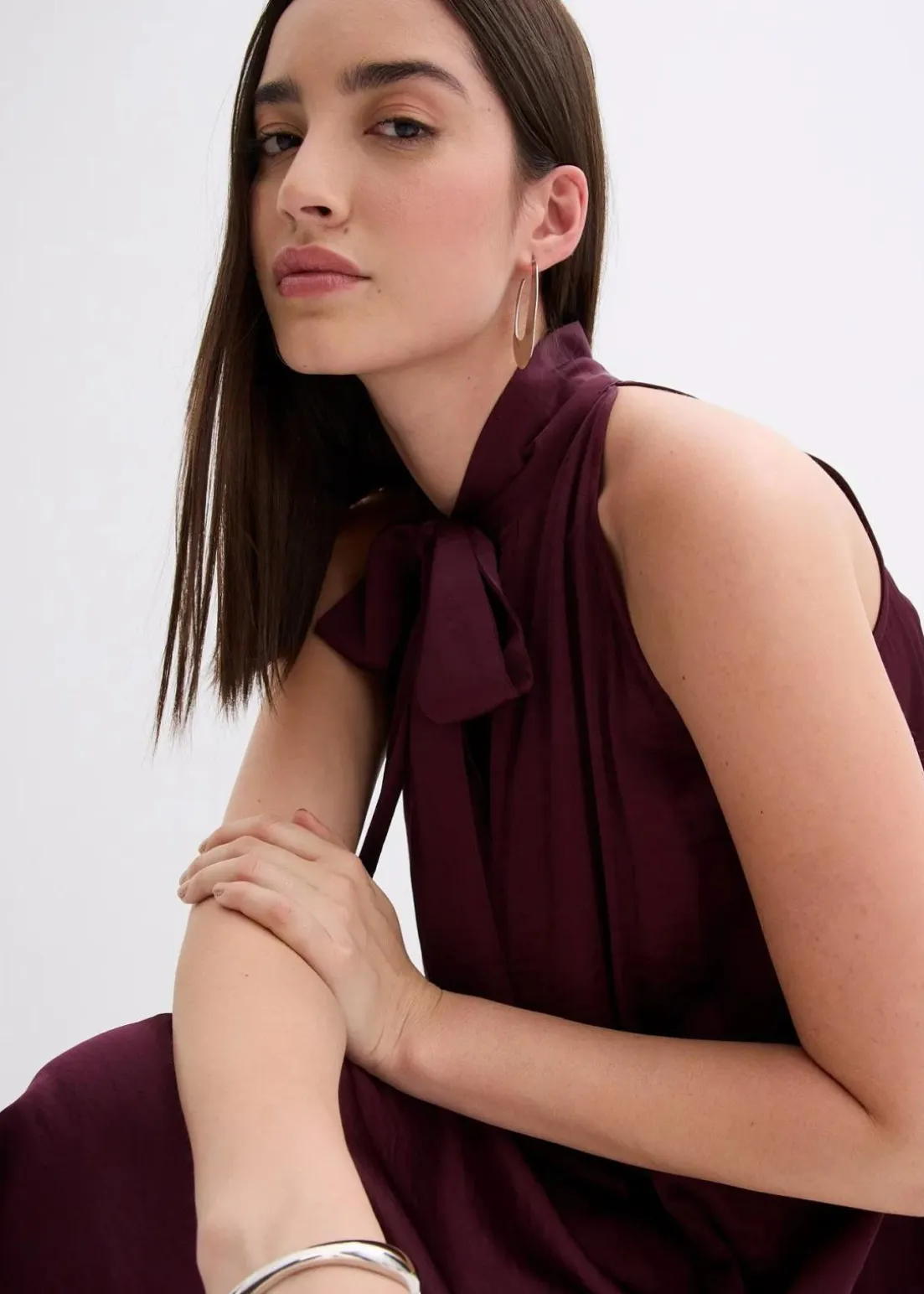 Satin Midikleid aus Viskose-Mix